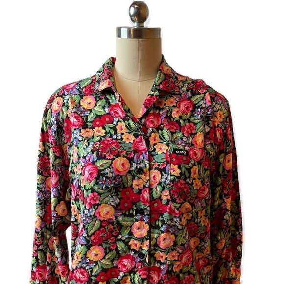 Vintage GUESS Floral Button Down Top - Picture 3 of 9
